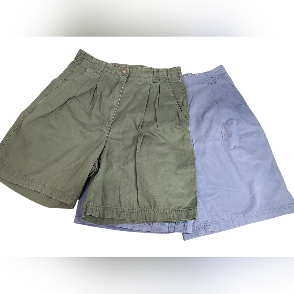 Y2K Woolrich Shorts Set Blue Army Green Military Utility Size 8 Grunge Steampunk